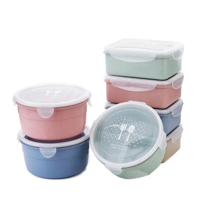 

Home Round Plastic Refrigerator Crisper Kitchen Food Storage Sealed Box Lunch Grains Tank Sorting Container