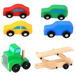 5 шт. деревянный двухэтажный грузовик игрушка транспортное средство грузовик модель игрушечной машины для детей