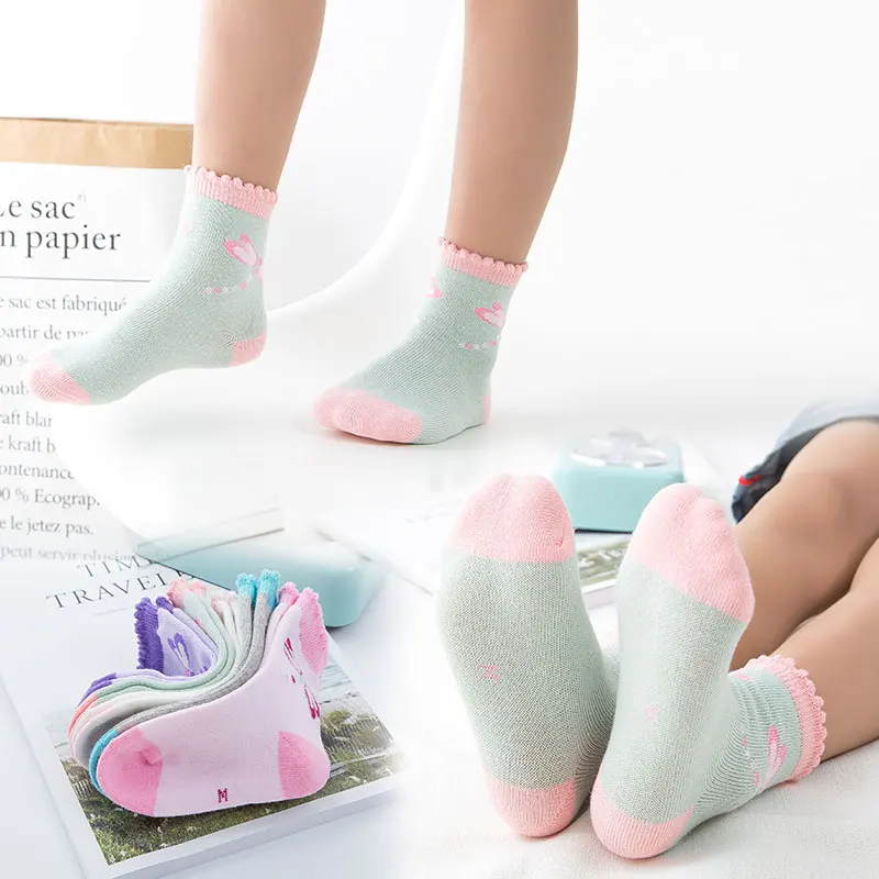 

Baby Children Boys Girls Cartoon Printed Socks Combed Cotton Cute Candy Kids Clothing Accessories 1-10T 5Pair Set Infant Toddler