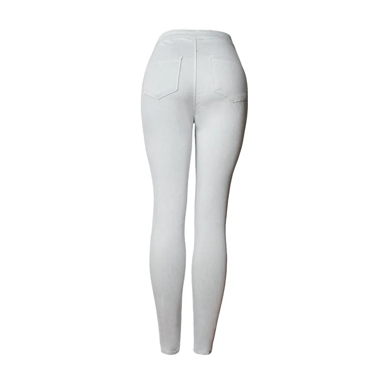 Женские обтягивающие джинсы с высокой талией, 3D джинсы с цветочной вышивкой, женские белые рваные джинсовые штаны