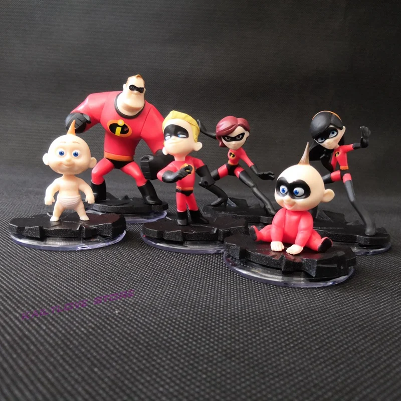 

6pcs/set 7-10cm Super man The Incredibles 2 Mr Incredibles Dash Parr Jack Parr Elastigirl PVC Action figure toys Party Gift