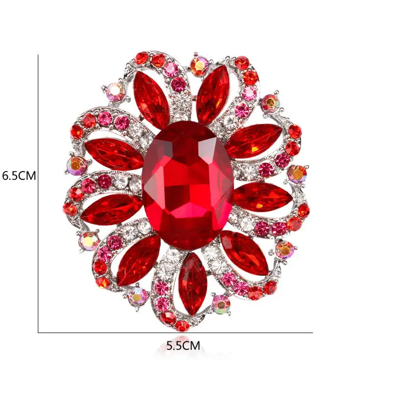 WEIMANJINGDIAN брендовая блестящая большая овальная стеклянная брошь в виде цветка с кристаллами на булавке модная одежда шляпа шарф ювелирные изделия для женщин