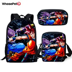 WHOSEPET 3 шт./компл. Dragon Ball узор 3D печать дети школьные ранцы детские мини посланники сумки мультфильм обувь для мальчиков пенал для мальчика