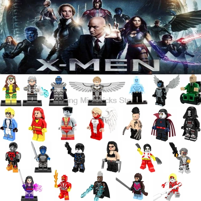 

Legoing X-men Apocalypse Professor X Wolverine Building Blocks Marver Deadpool Toys for Children Legoings Magneto Jean Grey