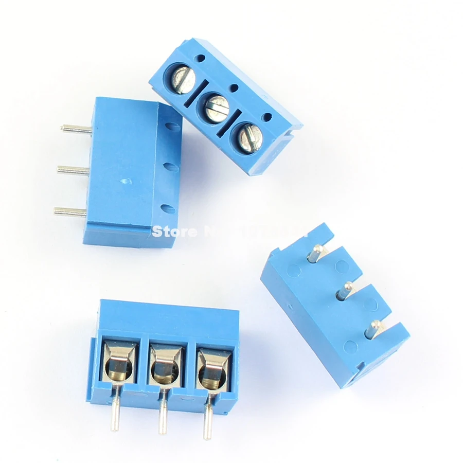 100pcs Blue 5mm Pitch 3 pin way PCB Screw Terminal Block Connector KF301-3P | Обустройство дома