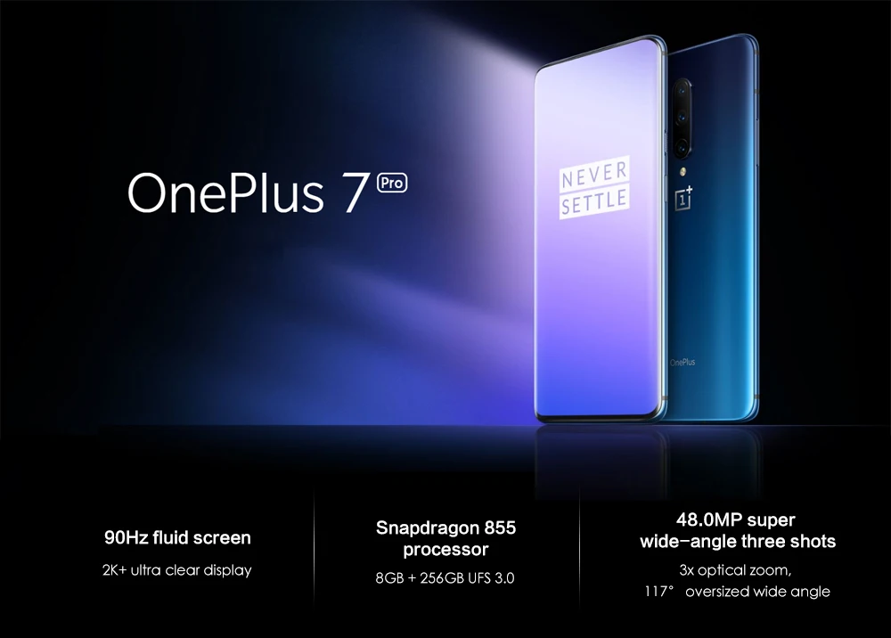 В наличии OnePlus 7 Pro 8GB 256GB смартфон 48MP камеры Snapdragon 855 6,67 дюймов жидкий AMOLED дисплей отпечатков пальцев UFS 3,0 NFC