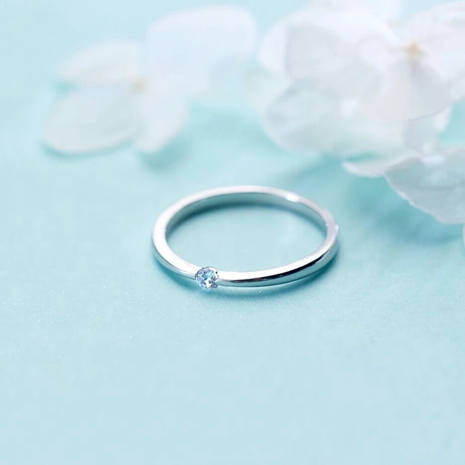 

100% 925 Sterling Silver Simple Plain CZ Dainty Band Ring For Fashion Women Jewelry J3237