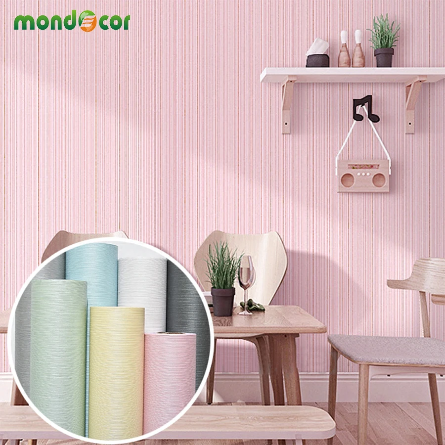 

Waterproof PVC Self adhesive Wallpaper For Living Room TV Backdrop Solid Striped Wallpaper Sticker Bedroom Wall Paper Home Decor