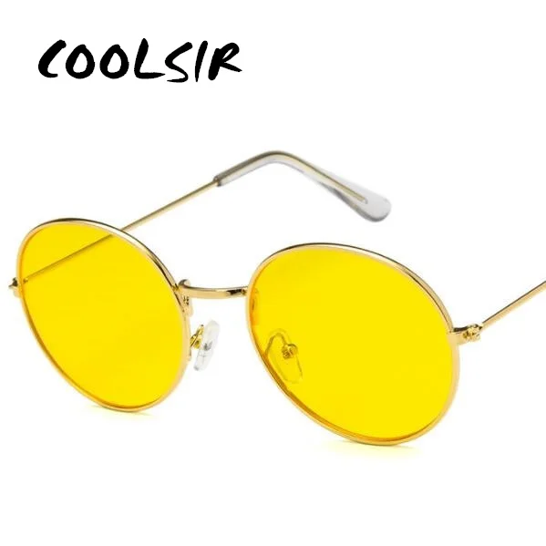 COOLSIR, круглые солнцезащитные очки для женщин, красные, желтые, синие, зеленые, прозрачные линзы, солнцезащитные очки для женщин, маленькие, в стиле хип-хоп, солнцезащитные очки De Sol