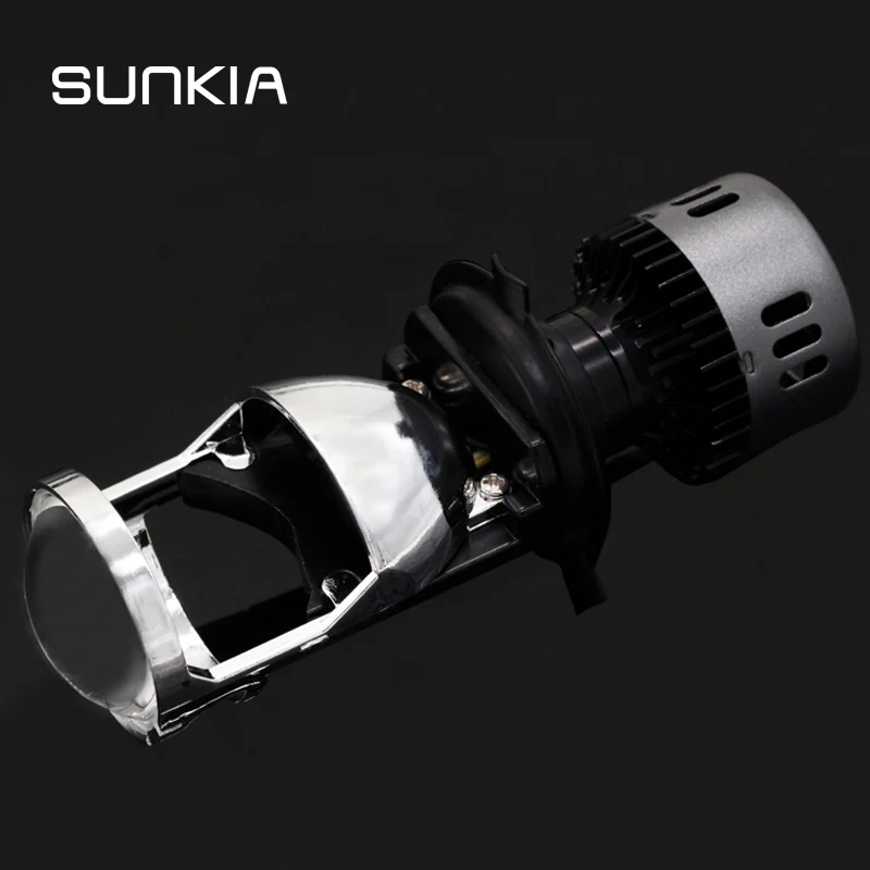

SUNKIA 1pcs/set LED Clear Lens Motorcycle Headlight with Hi/Low Light Model Super Bright LED Fog Light H4 Headlight