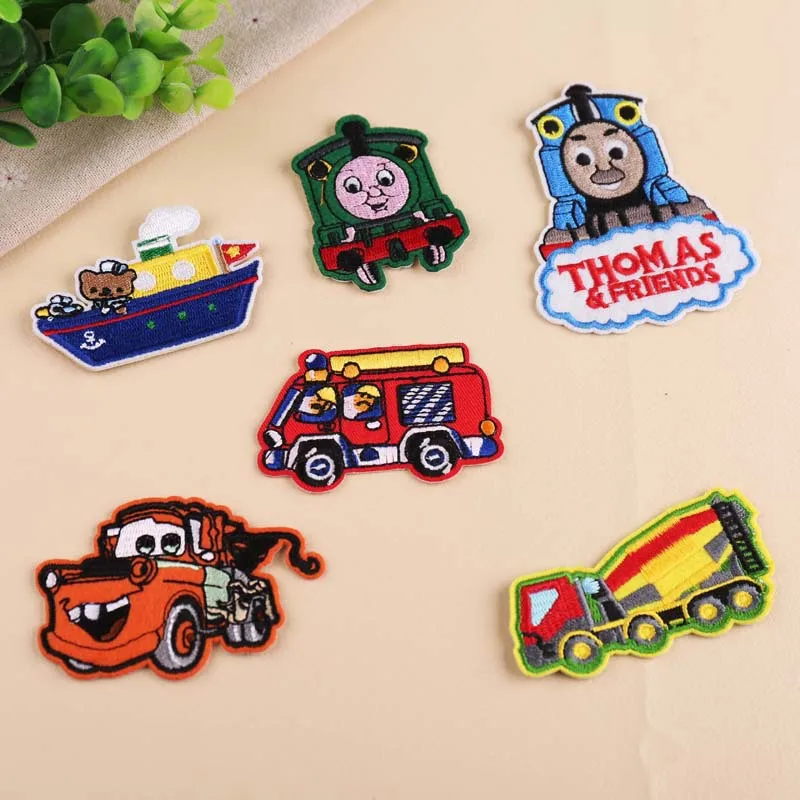 

12pcs/lot Train truck series patches cloth iron on patches stickers badges DIY embroidered patches for jeans clothes decoration