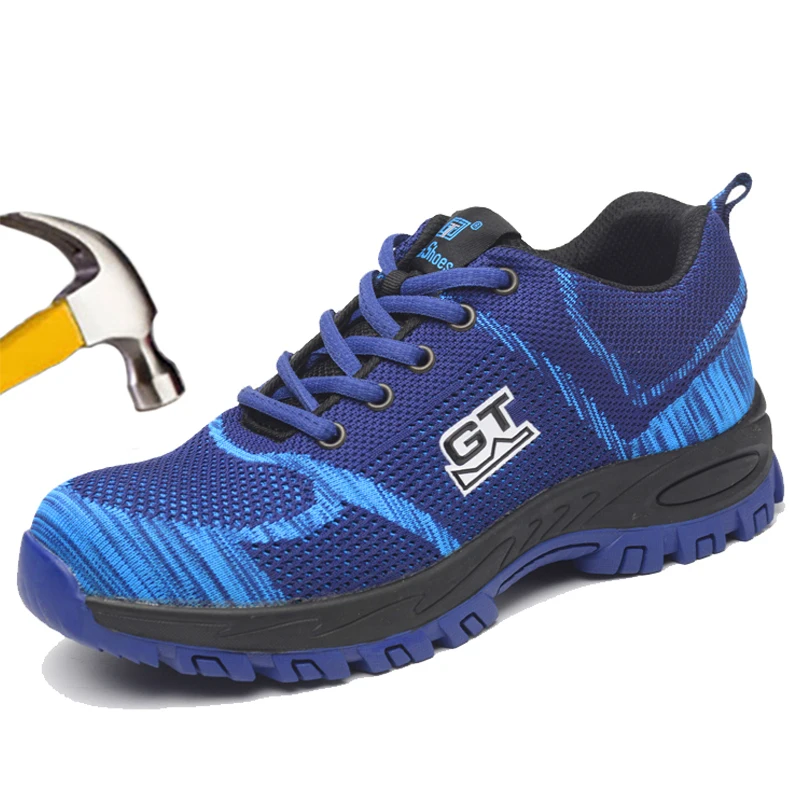 

Breathable Safety Shoes Mens Lightweight Summer Anti-smashing Piercing Steel Toe Work Shoes Mesh Sneakers Ankle Boots 35-46