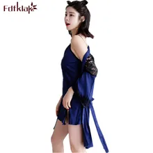 Fdfklak женские банные халаты сексуальное шелковое ночное белье набор весна лето халаты для женщин Женское ночное белье халат Femme