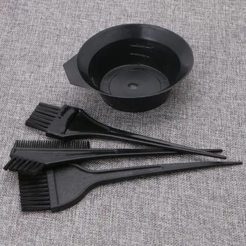 

4Pcs 1 Set Hair Dye Colouring Brush Comb Black Plastic Mixing Bowl Barber Salon Tint Hairdressing Color Styling Tools