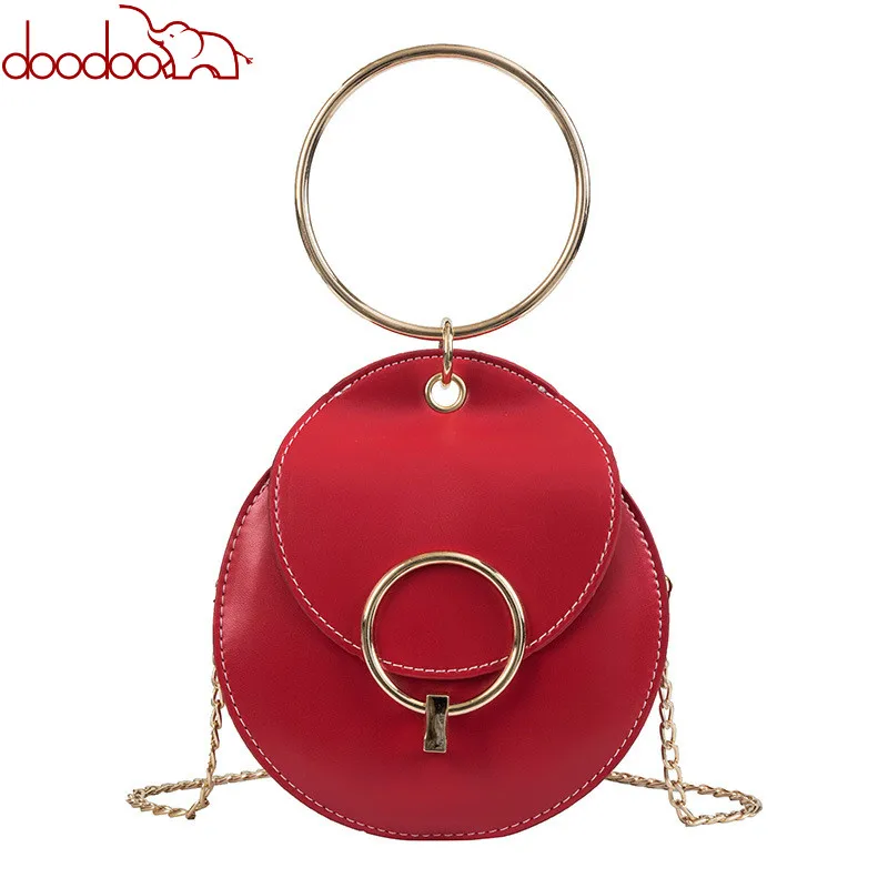 

Metal Ring Mini Tote bag 2019 Summer Fashion New Quality PU Leather Women's Designer Handbag Lock Chain Shoulder Messenger bags