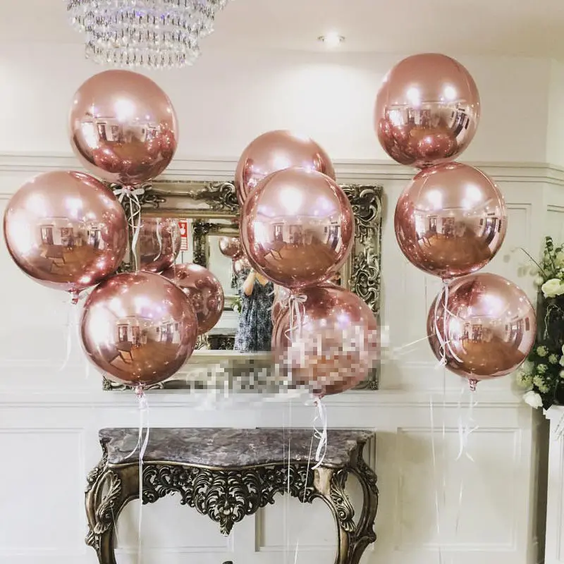 20 шт. розовое золото 4D 22 дюймов круглые алюминиевые фольги Воздушные шары металлический Свадебный шар украшения на вечеринку дня рождения баллон гелия поставки