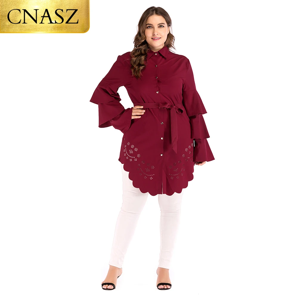 

Arabic long tops Round neck loose hollow 6xl muslim fashion islamic clothing