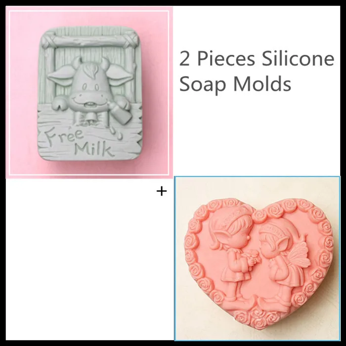 ElimElim Set of 2, Cow Pattern DIY Mold Silicone Soap moulds Butterfly