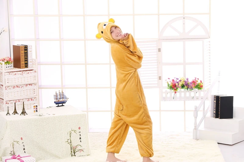 1 шт. Лидер продаж San-x Медведь рилаккума для релакса Onesie взрослых для мужчин женщин пижамы мягкие фантазии аниме Pijima общая ночное белье Onepie