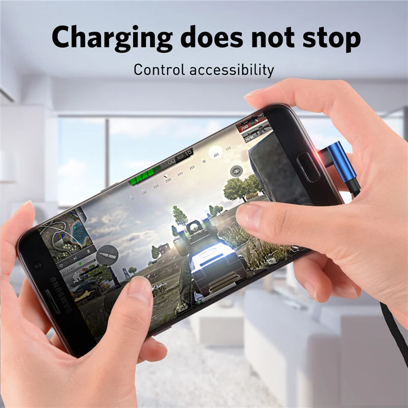 USLION 90 градусов Micro USB кабель для samsung Xiaomi huawei 2A быстрое зарядное устройство Android