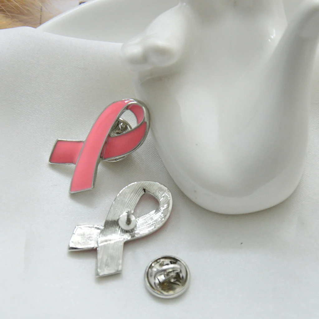 Zinc Alloy Brooche Breast Cancer Awareness Ribbon Clothing Accessory Brooch Pins Women Fashion Jewelry 