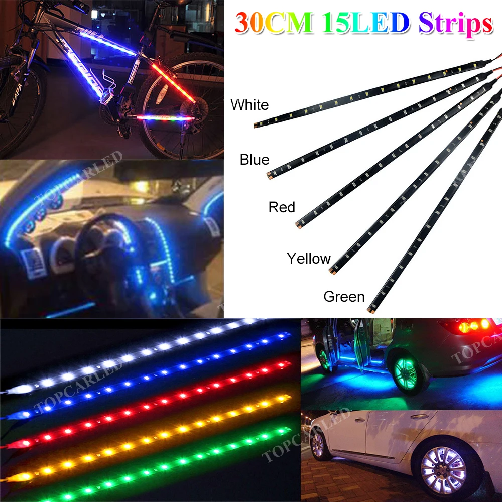 

1Pcs 30cm Waterproof Car Auto Decorative Flexible LED Strip HighPower 12V 15 SMD Car LED Daytime Running Light Bar