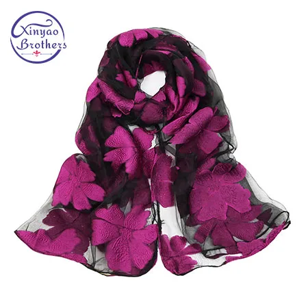 

2018 new fashion scarf women's flowers long shawl Spring and Autumn echarpe high-quality organza lady elegant hijab wraps