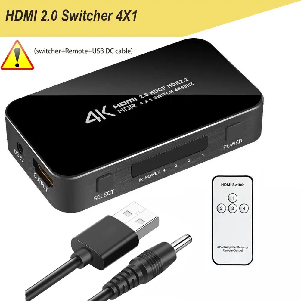 UHD HDMI 2,0 коммутатор 4X1 HDCP 2,2 HDMI KVM 2X1 HDMI 1080P коммутатор 3X1 5X1 HDMI для HDTV DVD PS4 ПК ноутбука STB - Цвет: HDMI 2.0 HDMI 4X1