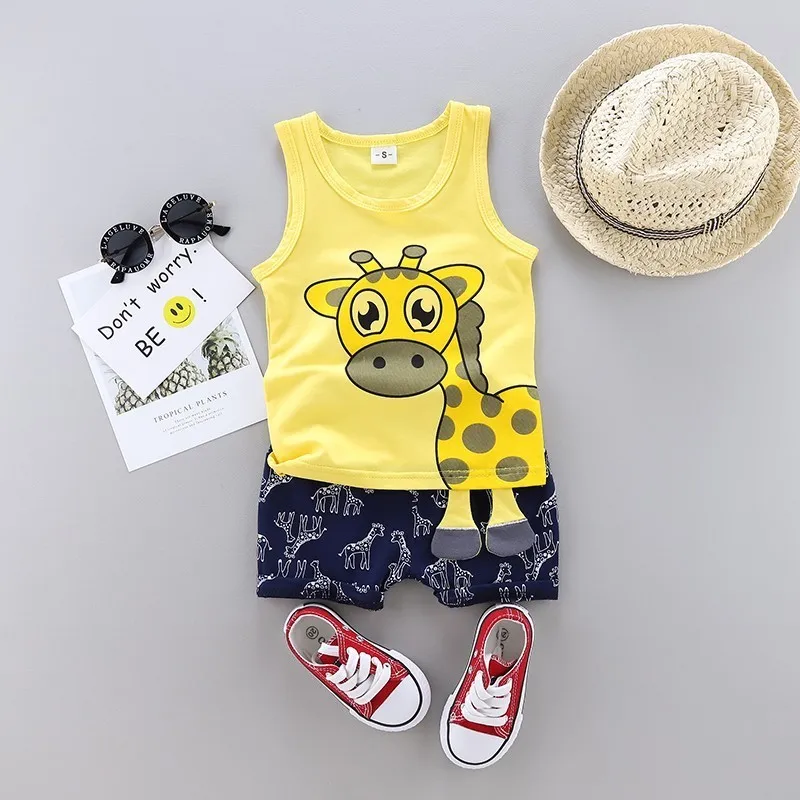 Fashion Summer Baby Boys Girls Clothes Kids Cartoon Vest Shorts 2pcs/Sets Toddler Clothing Infant Tracksuits Children Costume