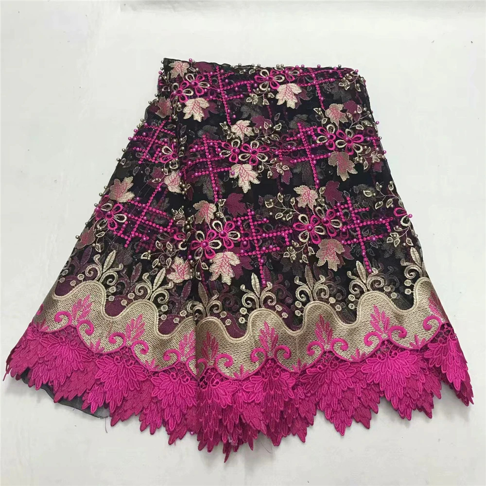 

Fashionable Nigerian Lace Fabrics Latest Unique High Quality Guipure Lace Fabric New Design Lace Fabric With bead