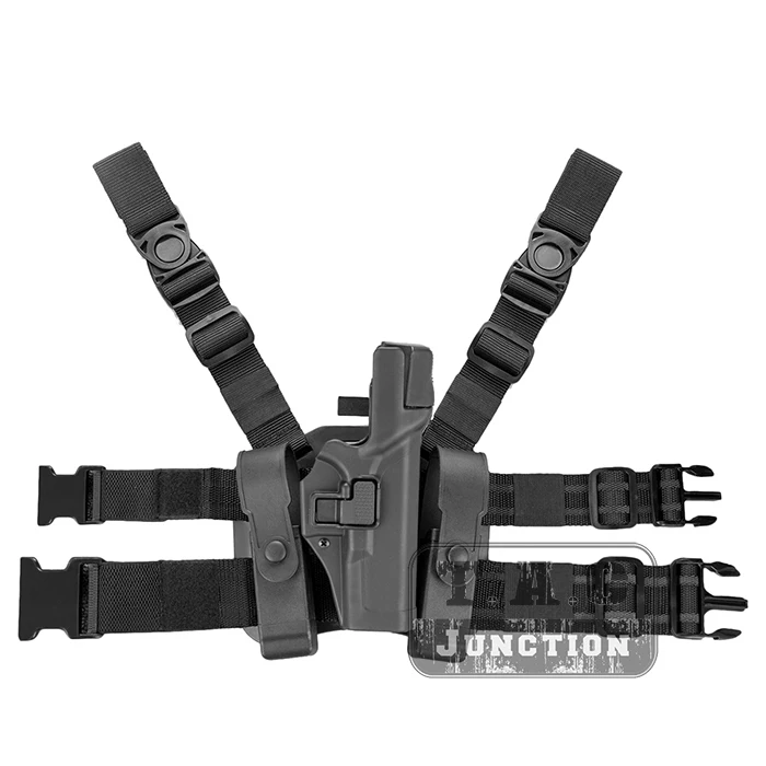 

Tactical Serpa Concealment Level 3 Retention Auto Lock Duty Right Hand Drop Leg Thigh Pistol Holster for Glock 17 19 22 23 31 32