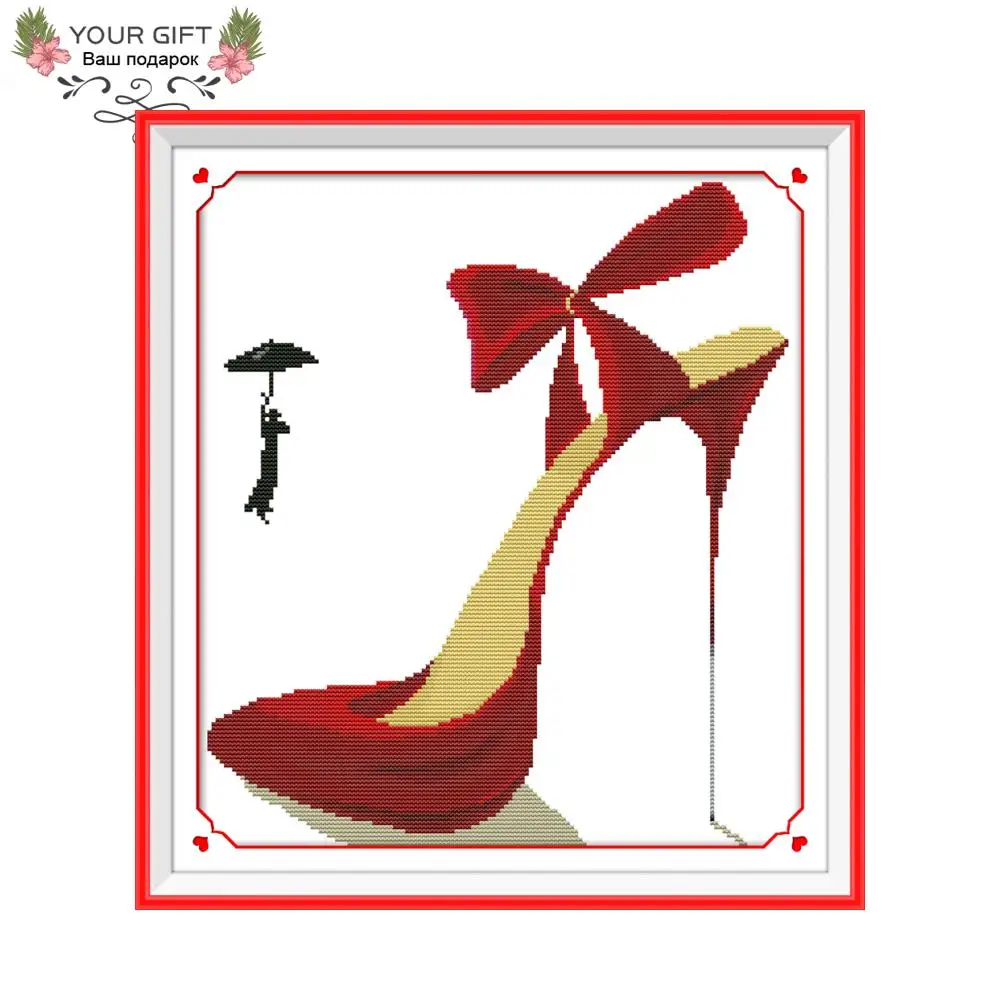Your Gift J439 14CT 11CT Counted and Stamped Home Decor Red High Heels Needlework Needlepoint Embroidery Cross Stitch kits | Дом и сад