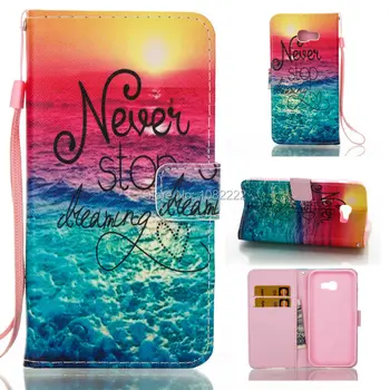 

100pcs/lot New Cartoon design Owl Wallet PU Leather Case With Stand For Samsung Galaxy A3 A320 2017 / A5 A520 2017