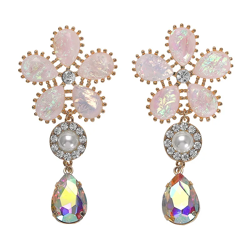 Женские классические серьги с кристаллами UAM корейские массивные цветком