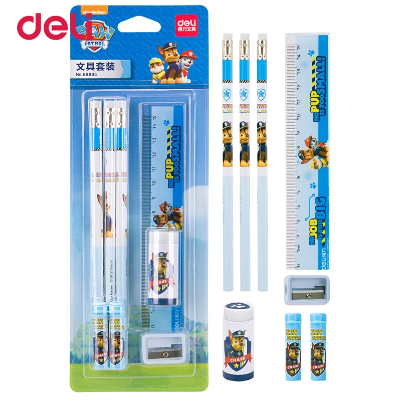 Deli Kawaii Paw patrol simple pencil set of 5pcs student stationery gifts school supplies cute eraser pencil cap ruler sharpener Deli Kawaii Paw patrol simple pencil set of 5pcs student stationery gifts school supplies cute eraser pencil cap ruler sharpener