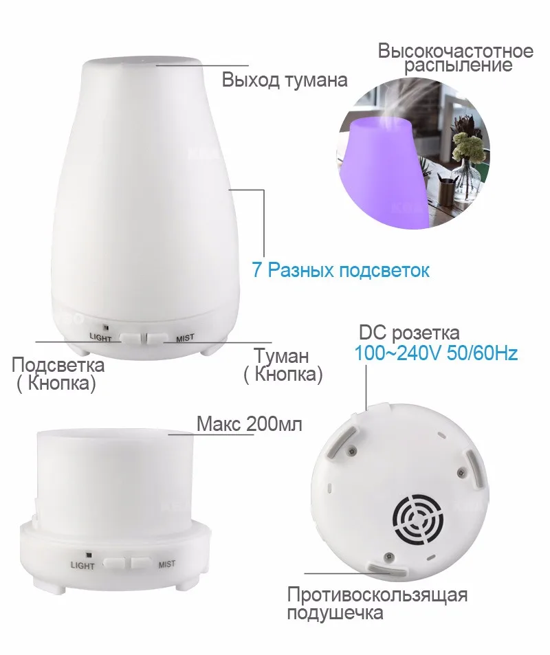 KBAYBO аромат эфирного масла диффузор ароматерапия воздуха humidfier холодного тумана с дистанционного управления свет в ночь для дома