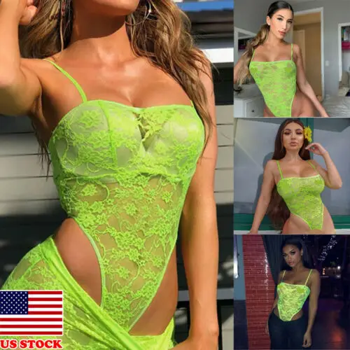 

Sexy Women Lace Hollow Lingerie Jumpsuits G-string Bodysuit Bodycon Bandage Jumpsuit Short Romper Vest Tops