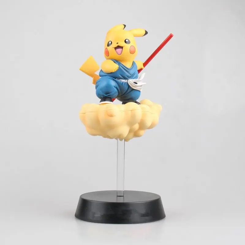 

20CM Monsters Pikachu Cos Son Goku with Somersault cloud Action Figure PVC Statue Ver Model Decoration Toy Gift H478
