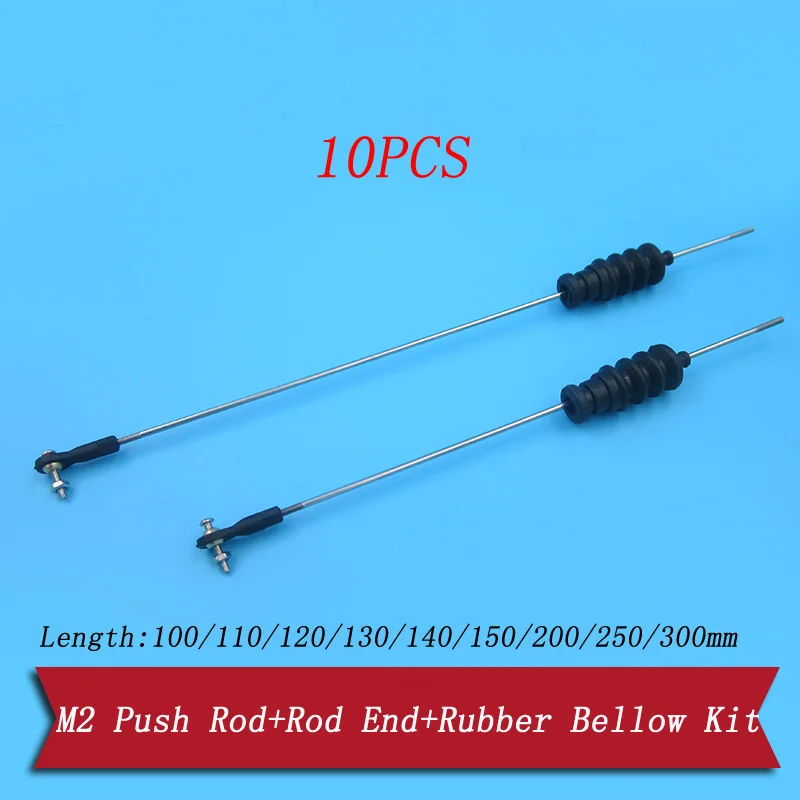 10pcs M2 Servo Linkage Push Rod+Ball Head+Rubber Bellow Kit Push Rod