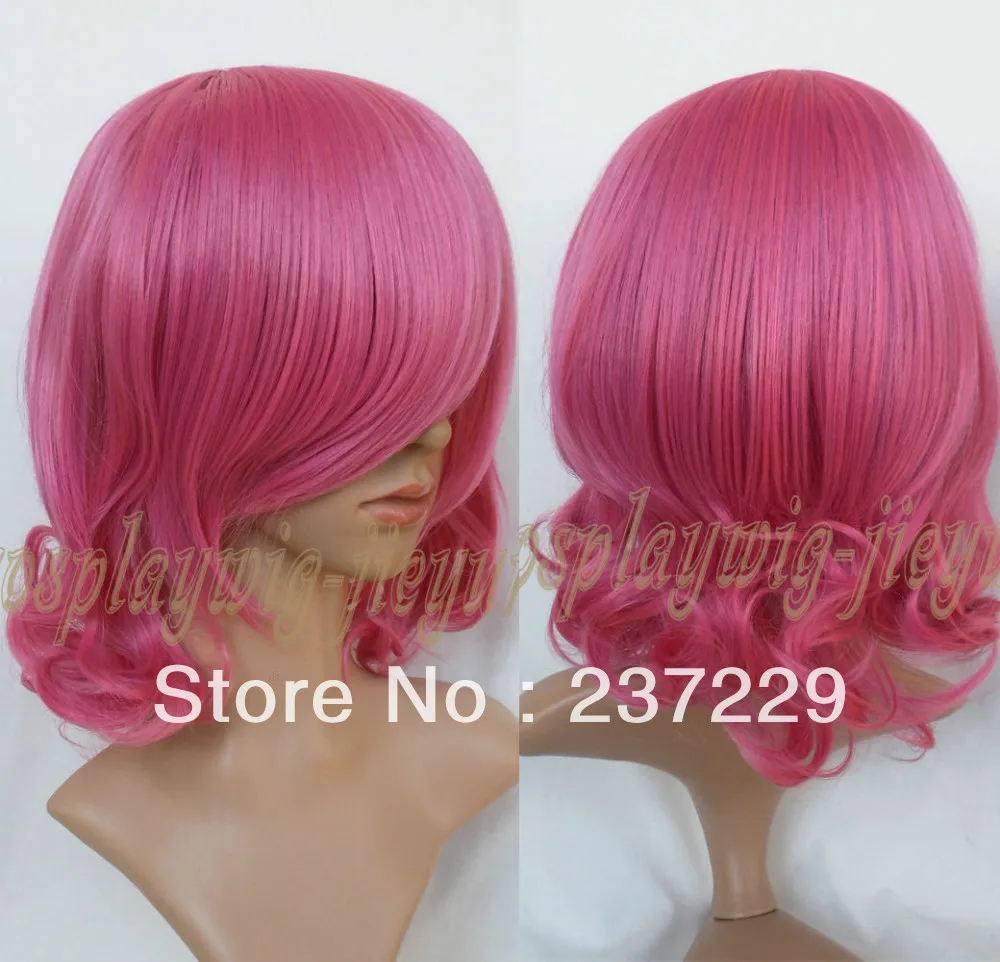 Wholesale price SHIPPING ^^^^Fasgion Lolita Medium Short Pink Shoulder Wavy Cosplay Anime Wig 16'' 40cm |