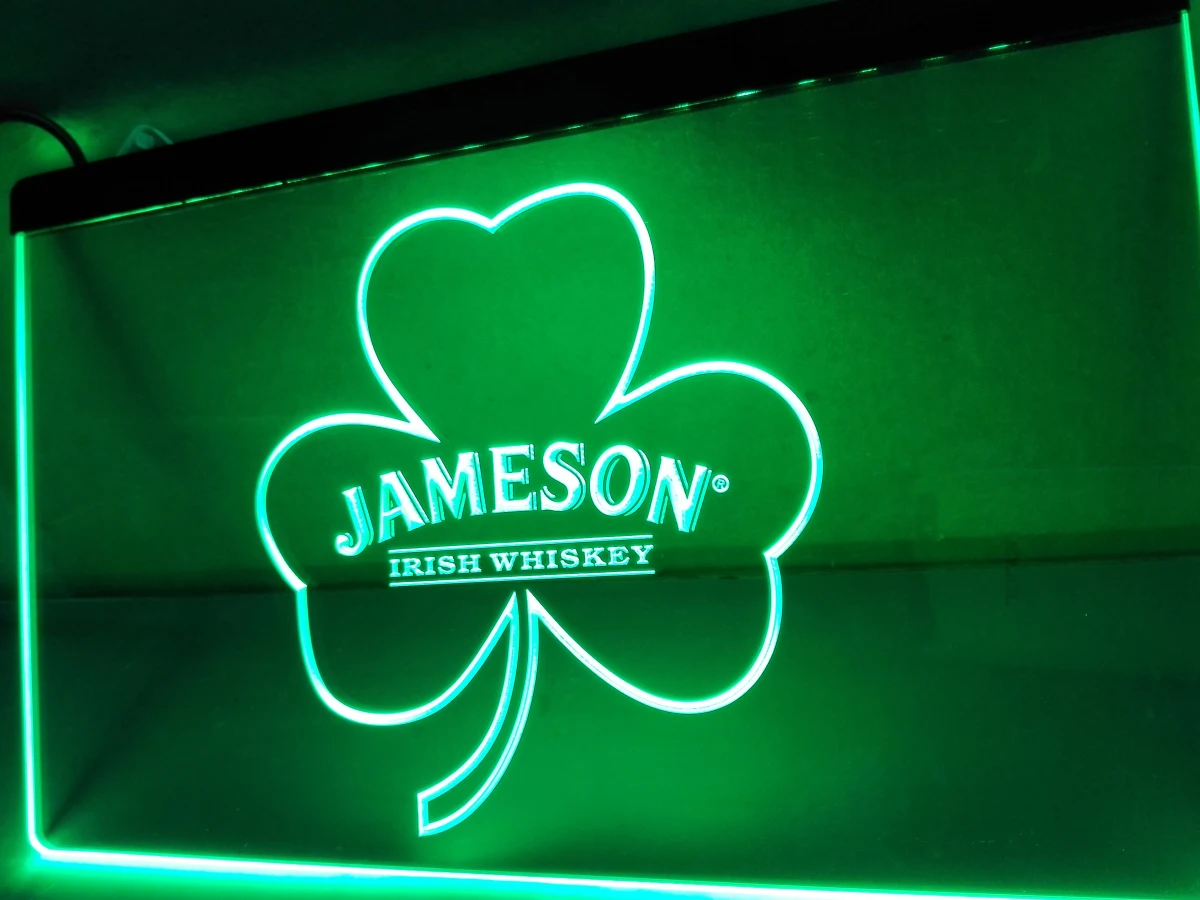 LE215 Jameson Whiskey Shamrock LED Neon Light Sign-in