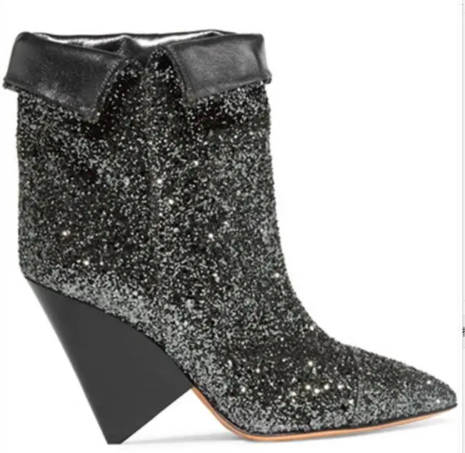 SHOOEGLE Chaussure Femmes; ботильоны; женские ковбойские пинетки с острым носком на конусных шпильках без шнуровки; модная женская обувь; Bottines; европейские размеры 35-42 - Цвет: color 2