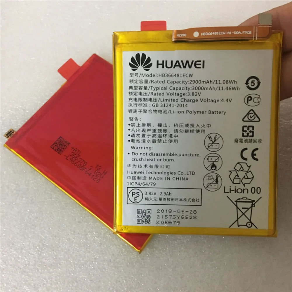 2018 Новинка 100% оригинал HB366481ECW настоящая батарея 3000 мАч для Huawei P9 Ascend Lite G9 honor 8 5C |