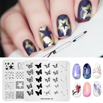 

KADS 2PCS/SET Nail Stamping Plates Flower Butterfly Beauty Pattern Nail Polish Print Stencil Nail Art Templates Stamping Tools