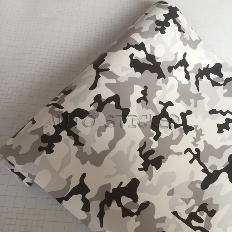 Adhesive Black gray white Snow Camo Vinyl 7