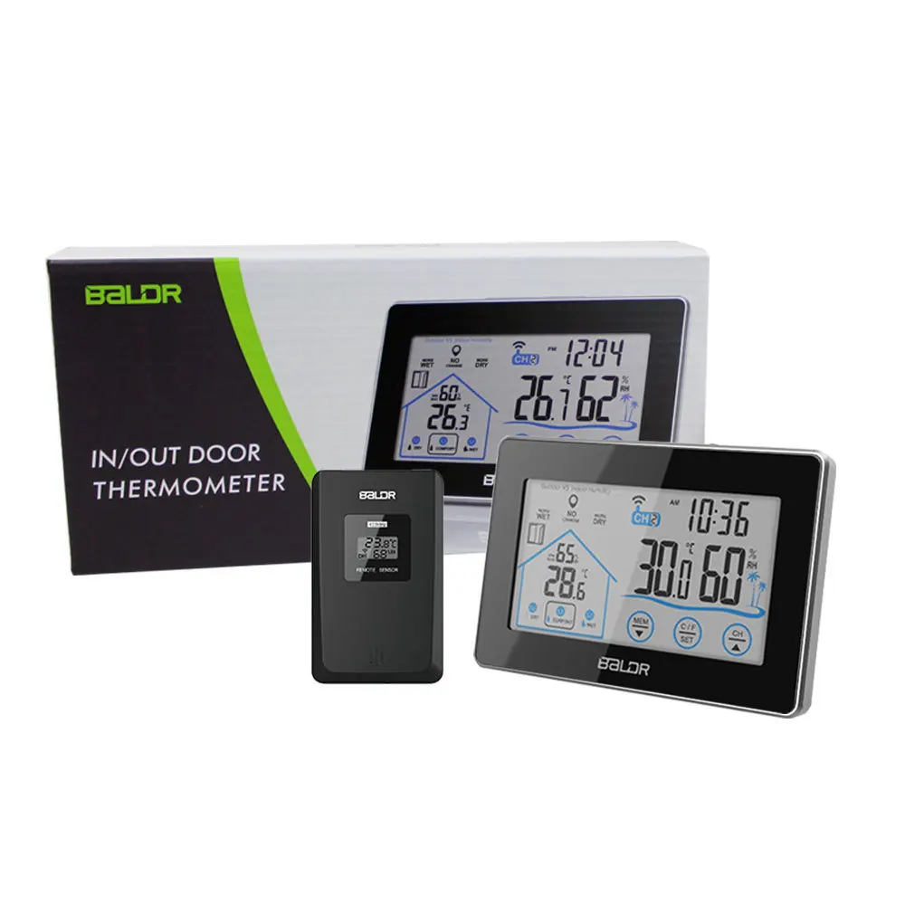 

DG-TH8380 Wireless Thermometer Hygrometer Touch Screen Weather Station Thermometer Outdoor Forecast Sensor Clock