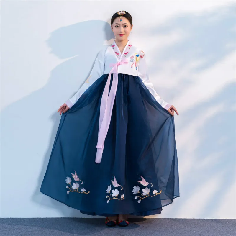 Корейский ханбок традиционный костюм Дворец бракосочетаний сцене для женщин Винтаж Южной Кореи меньшинство танцевальные костюмы древних костюм