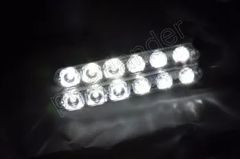 

2 pcs High power day light fish fork LED daytime running light lamp car 6LED day line lights near far light