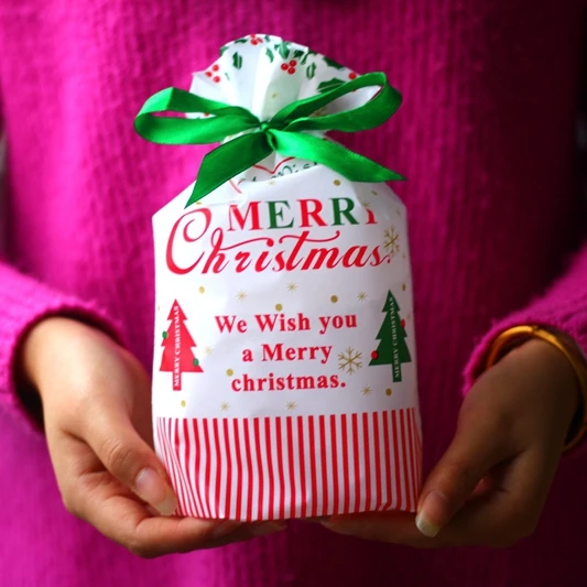 

Christmas gift Drawstring Bags Cookies Wrappers -Snacks,Party, Favor,Gift,Plastic Package Bag 50pcs/lot