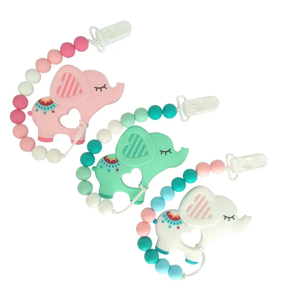 

Elephant Baby Teething Necklace Materials Food Grade Silicone Teether Beads BPA Free for Baby Gift Toy